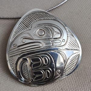 Northwest coast Indigenous Artisan Pin/Pendant Signed 925 Sterling Silver